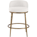  Color_Cream -- Ferro Cream Linen Textured Performance Fabric Upholstered Counter Stool IMAGE 3