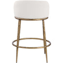  Color_Cream -- Ferro Cream Linen Textured Performance Fabric Upholstered Counter Stool IMAGE 5