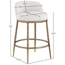  Color_Cream -- Ferro Cream Linen Textured Performance Fabric Upholstered Counter Stool IMAGE 7