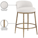  Color_Cream -- Ferro Cream Linen Textured Performance Fabric Upholstered Counter Stool IMAGE 8