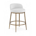  Color_White -- Ferro White Linen Textured Performance Fabric Upholstered Counter Stool IMAGE 1