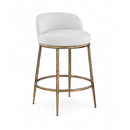  Color_White -- Ferro White Linen Textured Performance Fabric Upholstered Counter Stool IMAGE 1