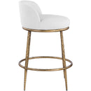  Color_White -- Ferro White Linen Textured Performance Fabric Upholstered Counter Stool IMAGE 4