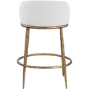  Color_White -- Ferro White Linen Textured Performance Fabric Upholstered Counter Stool IMAGE 5