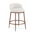  Color_Cream -- Ferro Cream Linen Textured Performance Fabric Upholstered Counter Stool IMAGE 1