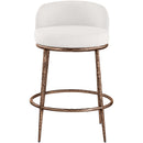  Color_Cream -- Ferro Cream Linen Textured Performance Fabric Upholstered Counter Stool IMAGE 3