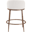  Color_Cream -- Ferro Cream Linen Textured Performance Fabric Upholstered Counter Stool IMAGE 5