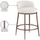  Color_Cream -- Ferro Cream Linen Textured Performance Fabric Upholstered Counter Stool IMAGE 8