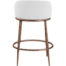  Meridian Ferro White Linen Textured Performance Fabric Upholstered Counter Stool IMAGE 5