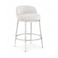  Color_Cream -- Ferro Cream Linen Textured Performance Fabric Upholstered Counter Stool IMAGE 1