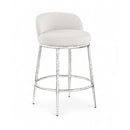  Color_Cream -- Ferro Cream Linen Textured Performance Fabric Upholstered Counter Stool IMAGE 1