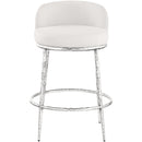  Color_Cream -- Ferro Cream Linen Textured Performance Fabric Upholstered Counter Stool IMAGE 2