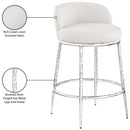  Color_Cream -- Ferro Cream Linen Textured Performance Fabric Upholstered Counter Stool IMAGE 8