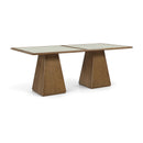  Color_Brown -- Atrium 78" Brown Glass Top And Wood Base Dining Table IMAGE 1