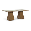  Meridian Atrium 78" Brown Glass Top And Wood Base Dining Table IMAGE 1