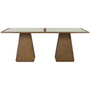  Color_Brown -- Atrium 78" Brown Glass Top And Wood Base Dining Table IMAGE 2