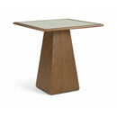  Meridian Atrium Brown Glass Top And Wood Base Counter Height Table IMAGE 1