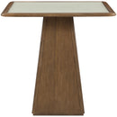  Meridian Atrium Brown Glass Top And Wood Base Counter Height Table IMAGE 2