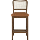  Meridian Atrium Cognac Vegan Leather Upholstered Counter Stool IMAGE 3