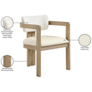  Color_Cream -- Ravina Cream Vegan Leather and Linen Textured Fabric Upholstered Dining Chair IMAGE 10