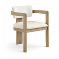  Color_Cream -- Ravina Cream Vegan Leather and Linen Textured Fabric Upholstered Dining Chair IMAGE 1
