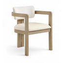  Color_Cream -- Ravina Cream Vegan Leather and Linen Textured Fabric Upholstered Dining Chair IMAGE 1