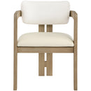  Color_Cream -- Ravina Cream Vegan Leather and Linen Textured Fabric Upholstered Dining Chair IMAGE 2