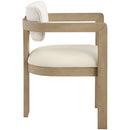  Color_Cream -- Ravina Cream Vegan Leather and Linen Textured Fabric Upholstered Dining Chair IMAGE 3