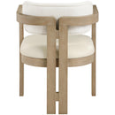  Color_Cream -- Ravina Cream Vegan Leather and Linen Textured Fabric Upholstered Dining Chair IMAGE 4