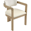  Color_Cream -- Ravina Cream Vegan Leather and Linen Textured Fabric Upholstered Dining Chair IMAGE 5
