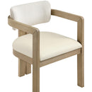  Color_Cream -- Ravina Cream Vegan Leather and Linen Textured Fabric Upholstered Dining Chair IMAGE 6