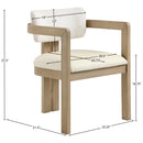  Color_Cream -- Ravina Cream Vegan Leather and Linen Textured Fabric Upholstered Dining Chair IMAGE 9