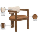  Color_Cognac -- Ravina Cognac Vegan Leather and Linen Textured Fabric Upholstered Dining Chair IMAGE 10