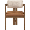  Color_Cognac -- Ravina Cognac Vegan Leather and Linen Textured Fabric Upholstered Dining Chair IMAGE 3