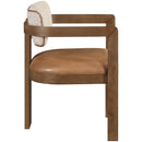  Color_Cognac -- Ravina Cognac Vegan Leather and Linen Textured Fabric Upholstered Dining Chair IMAGE 4