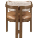  Color_Cognac -- Ravina Cognac Vegan Leather and Linen Textured Fabric Upholstered Dining Chair IMAGE 5