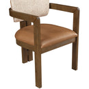  Color_Cognac -- Ravina Cognac Vegan Leather and Linen Textured Fabric Upholstered Dining Chair IMAGE 6
