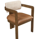  Color_Cognac -- Ravina Cognac Vegan Leather and Linen Textured Fabric Upholstered Dining Chair IMAGE 7
