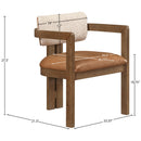  Color_Cognac -- Ravina Cognac Vegan Leather and Linen Textured Fabric Upholstered Dining Chair IMAGE 9