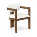  Color_Cream -- Ravina Cream Vegan Leather and Linen Textured Fabric Upholstered Dining Chair IMAGE 1