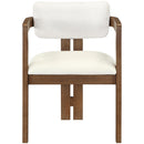  Color_Cream -- Ravina Cream Vegan Leather and Linen Textured Fabric Upholstered Dining Chair IMAGE 3
