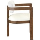  Color_Cream -- Ravina Cream Vegan Leather and Linen Textured Fabric Upholstered Dining Chair IMAGE 4