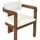  Color_Cream -- Ravina Cream Vegan Leather and Linen Textured Fabric Upholstered Dining Chair IMAGE 6