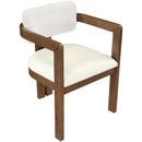  Color_Cream -- Ravina Cream Vegan Leather and Linen Textured Fabric Upholstered Dining Chair IMAGE 7
