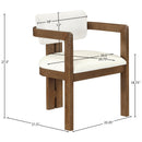  Color_Cream -- Ravina Cream Vegan Leather and Linen Textured Fabric Upholstered Dining Chair IMAGE 9