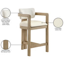  Color_Cream -- Ravina Cream Vegan Leather and Linen Textured Fabric Upholstered Counter Stool IMAGE 10