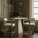  Color_Cream -- Ravina Cream Vegan Leather and Linen Textured Fabric Upholstered Counter Stool IMAGE 2