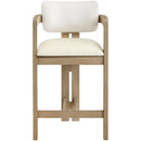 Color_Cream -- Ravina Cream Vegan Leather and Linen Textured Fabric Upholstered Counter Stool IMAGE 3