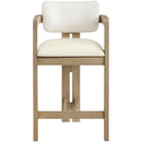  Meridian Ravina Cream Vegan Leather and Linen Textured Fabric Upholstered Counter Stool IMAGE 3
