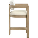  Color_Cream -- Ravina Cream Vegan Leather and Linen Textured Fabric Upholstered Counter Stool IMAGE 4